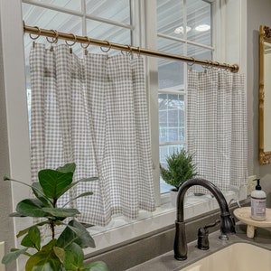 Small plaid Cafe Curtains , Tier Curtains, Kitchen Curtains, Bathroom Curtains , Window Treatments, Farmhouse Style