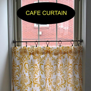 Damask Cafe Curtain choose Color, Window Treatments, Kitchen Valance, Valance, Cafe Curtain, Bathroom Curtains, Damask Fabric image 3