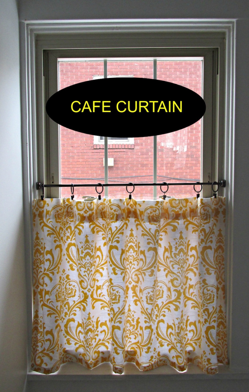 Damask Cafe Curtain choose Color, Window Treatments, Kitchen Valance, Valance, Cafe Curtain, Bathroom Curtains, Damask Fabric image 3