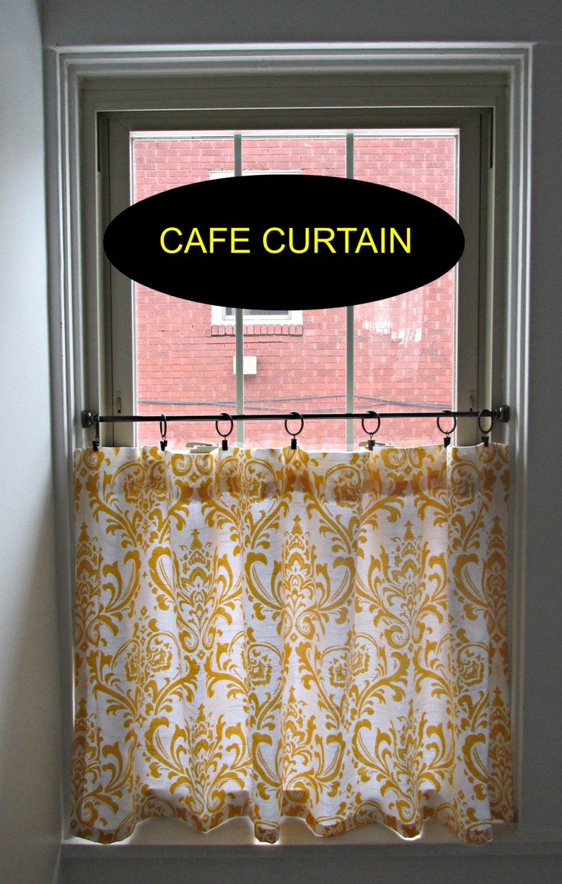 Damask Cafe Curtain Choose Color Window Treatments Kitchen Etsy