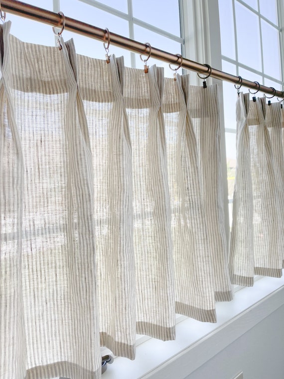 This Fresh Linen Has a Lightweight Weave With an Airy Drape and Fine Slub  Texture. Vertical Striped Pleated Cafe Curtain Summer Airy Feel - Etsy