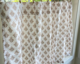 Dyann Block print cafe curtain , Tier Curtains, Kitchen Curtains, Bathroom Curtains , Window Treatments, Farmhouse Style, foral home