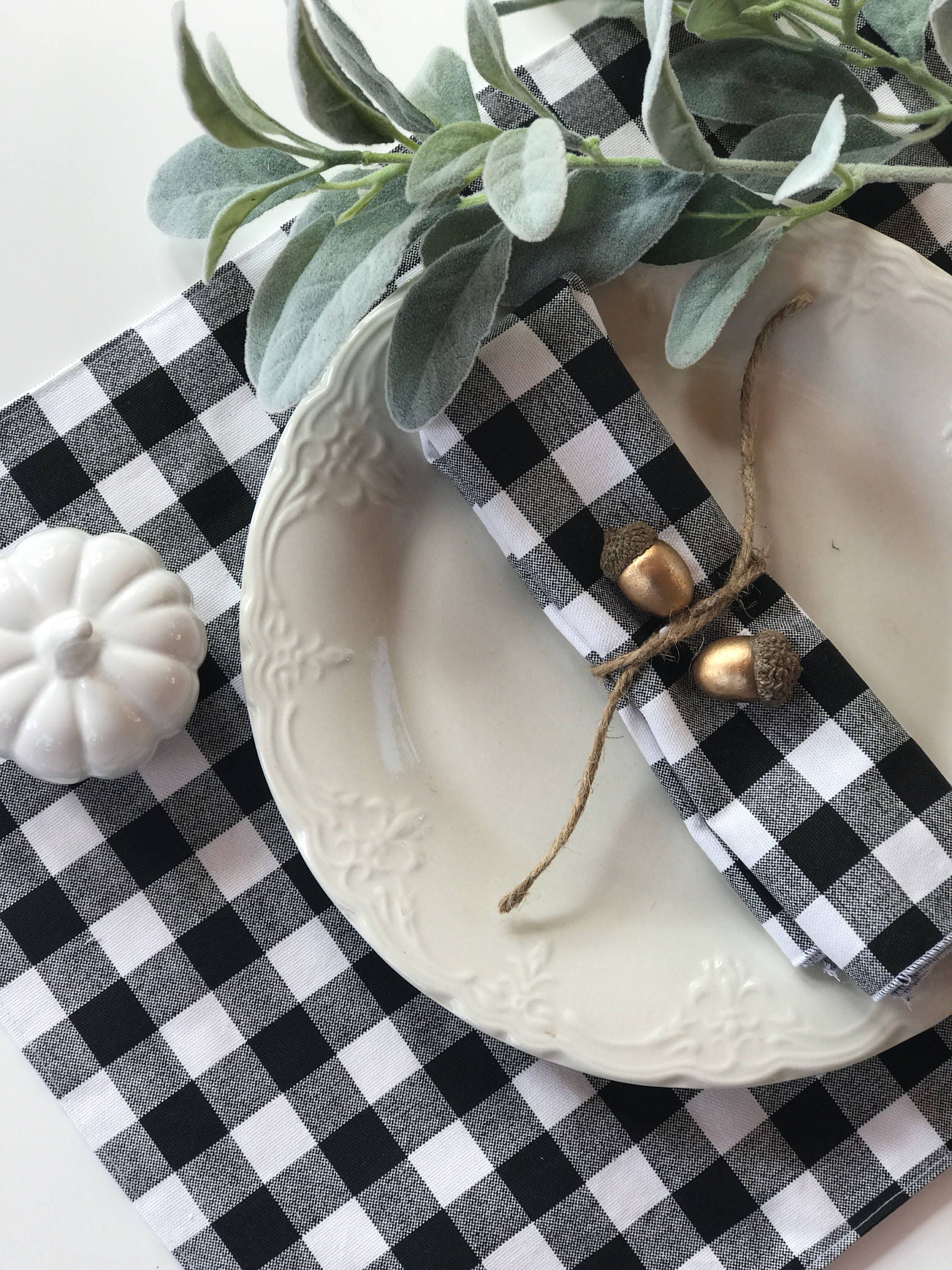 Small Plaid Napkins Plaid Placemat Modern Farmhouse Decor Etsy