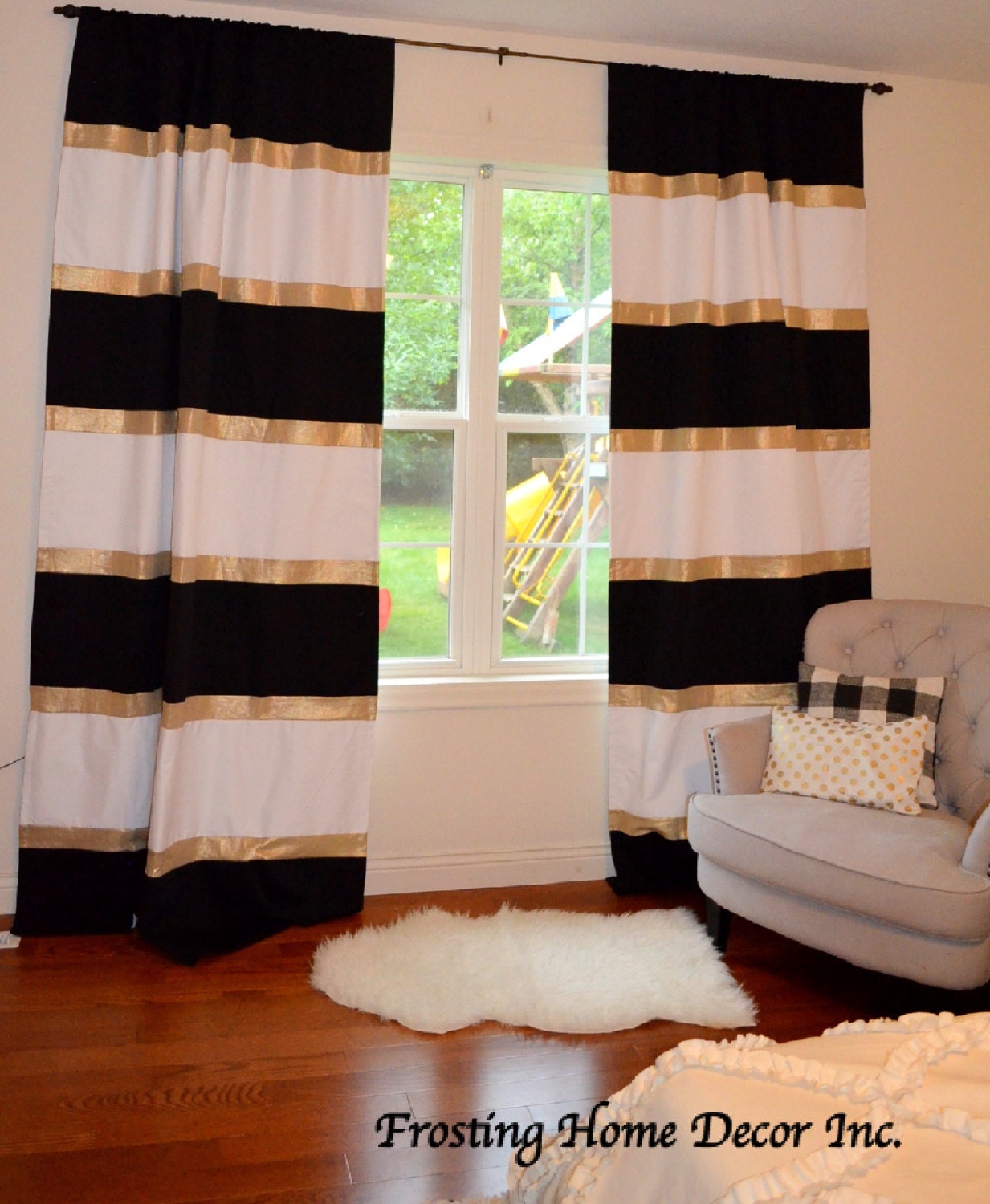 black and white curtains