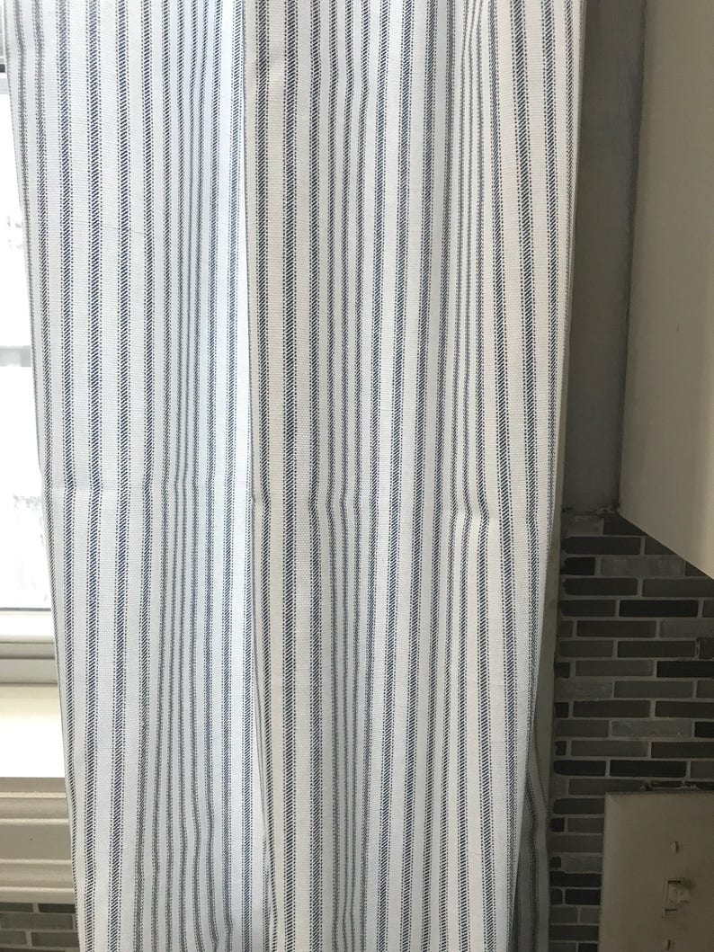 1 pair of Curtains Ticking Striped Curtains Classic Stripe | Etsy