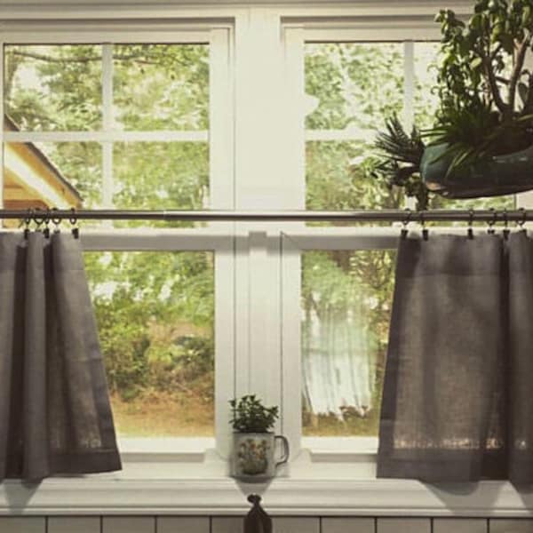 European Linen Cafe Curtain or Valance Beautiful for, Bedrooms, Living rooms, Kitchens, Dining Rooms, Farmhouse Sty