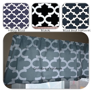 1 Valance 30 Colors Choices Moroccan Trellis Fabric Valance, Quatrefoil, Window Treatment, Bedroom Valance