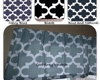 1 Valance 30 Colors Choices Moroccan Trellis Fabric Valance, Quatrefoil, Window Treatment, Bedroom Valance