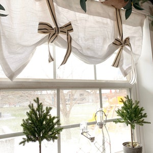 White Tie up Shade valance ,Designer Valance , Farmhouse look , Modern Home Decor, Nursery Decor, Kitchen Curtain