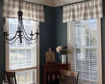 large Buffalo Check, Designer Valance , Plaid Valance, Modern Home Decor, Nursery Decor, Kitchen Curtain