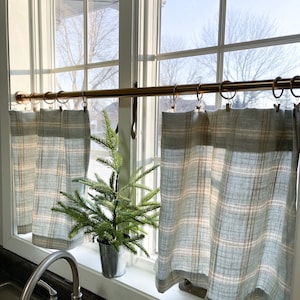 Nantucket plaid Cafe Curtain or Valance Beautiful for, Bedrooms, Living rooms, Kitchens, Dining Rooms, Farmhouse Sty