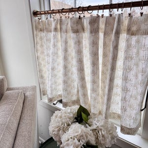 Dragon Block print cafe curtain , Tier Curtains, Kitchen Curtains, Bathroom Curtains , Window Treatments, Farmhouse Style, foral home