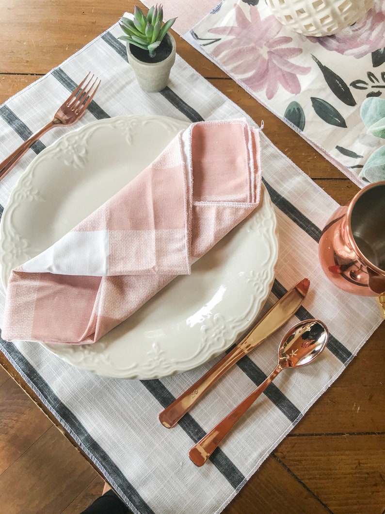 Plaid Table Runner Plaid Napkins Plaid Placemat Modern Etsy