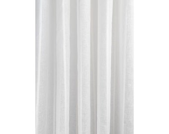 Luxury linen stunning sheer linen blend fabric has a gorgeous, organic vetical stripe texture . Sheer drapes, striped , white curtains