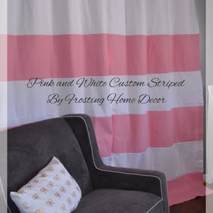 One Pair Little Girls Custom Striped Pink ,Peach Curtains, Striped, Color Blocked, Nautical , Nursery Curtains, Pink Stripes