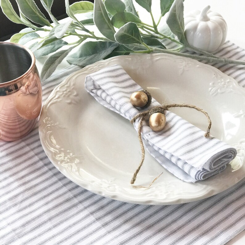 Ticking Striped Napkins and Placemats Stripe Decor Table Etsy