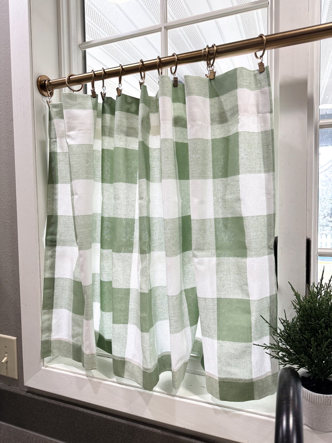 Plaid Cafe Curtains Buffalo Check Fabric Perfect for Your Kitchen ...