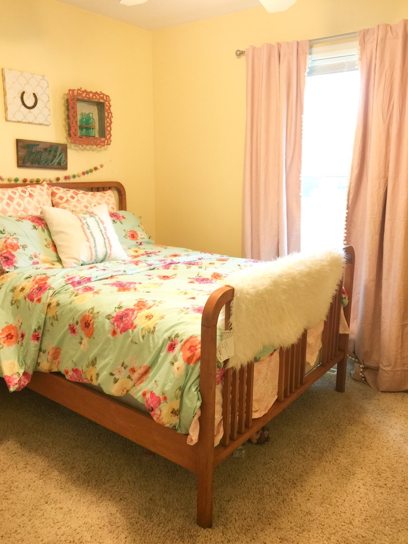 Blush Linen Tab Back Curtain Kitchen Curtains Nursery Decor Etsy