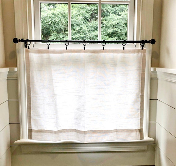 Solid Cotton Linen LOOK Texture Cafe Curtains , Tier Curtains, Kitchen  Curtains, Bathroom Curtains , Window Treatments, Farmhouse Style -   Canada