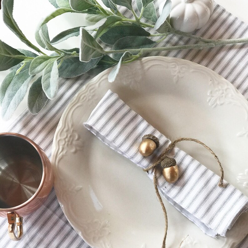 Ticking Striped Napkins and Placemats Stripe Decor Table Etsy