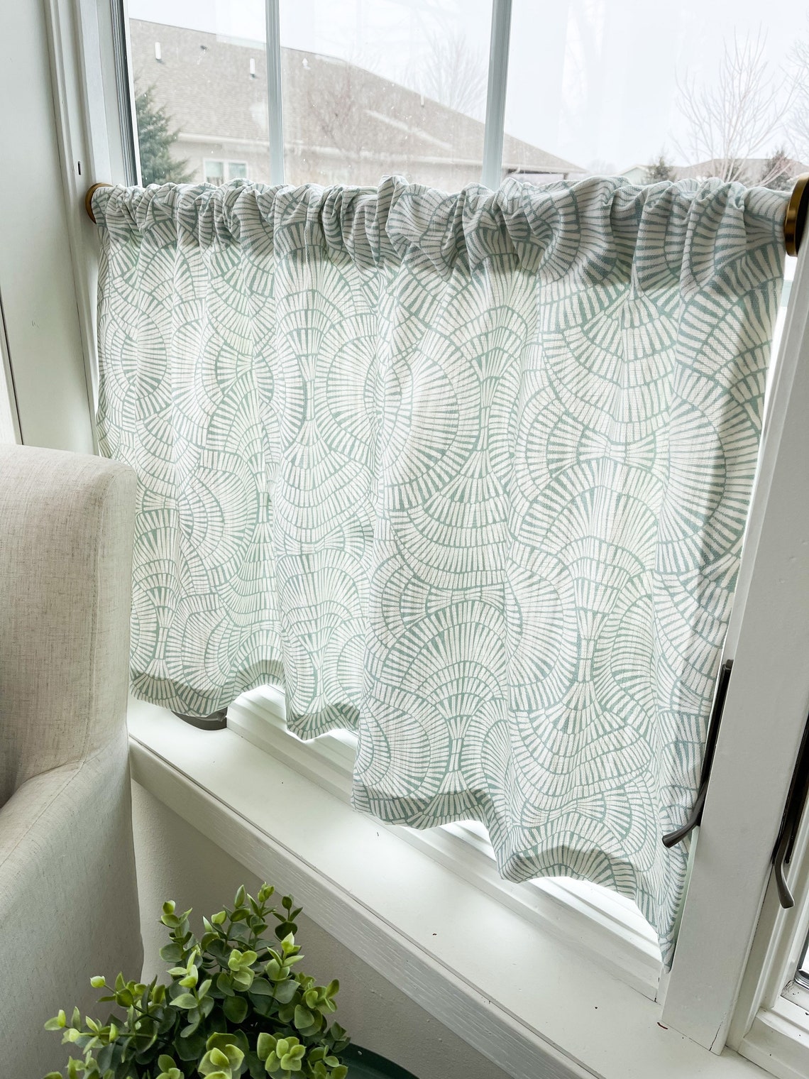 Cafe Curtain Mid Century Modern Curtain Farmhouse Decor Etsy