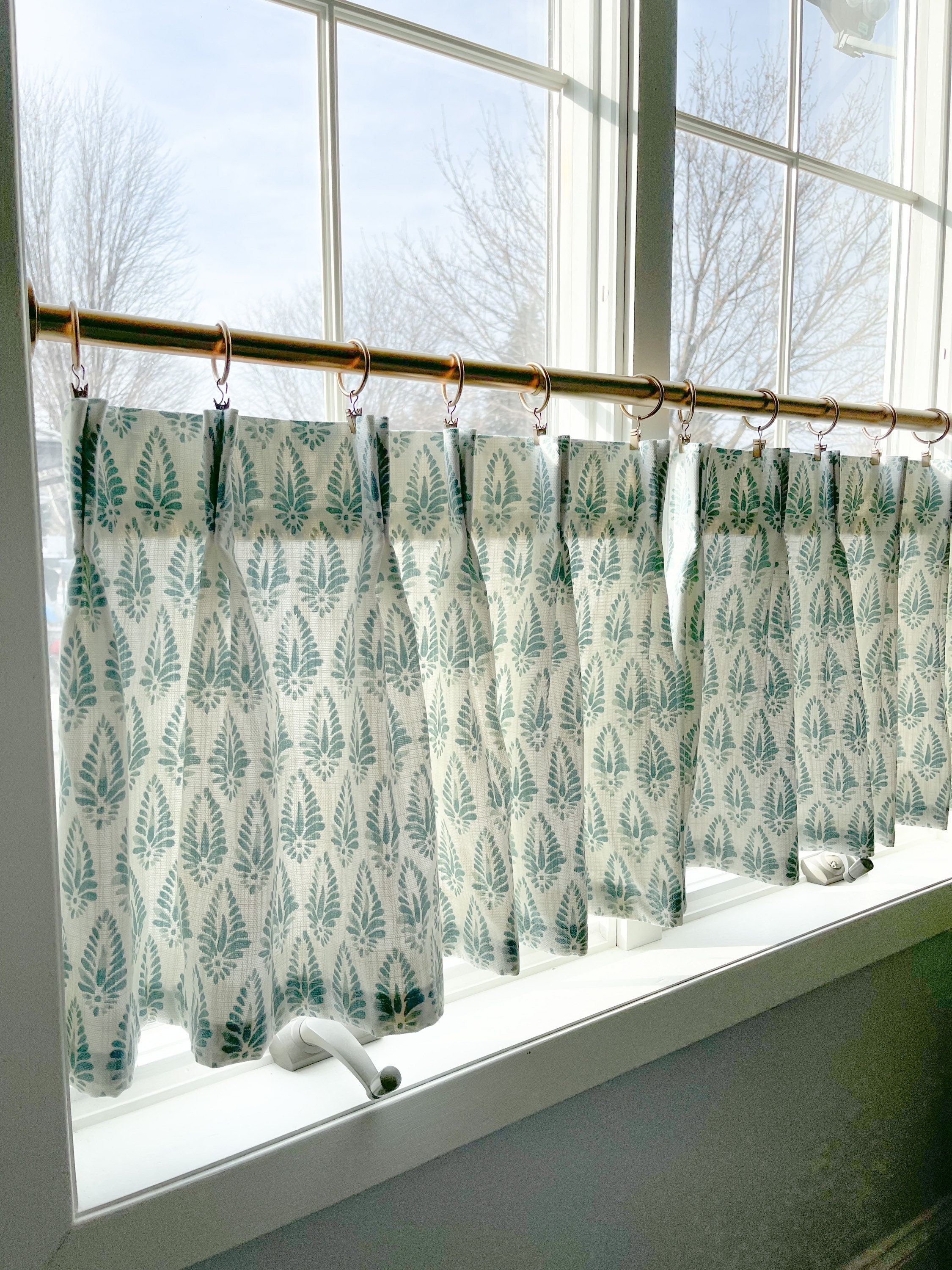 Cortinas de café con estampado floral en bloques: mezcla de lino y algodón  plisado - Etsy México, image size:2250x3000