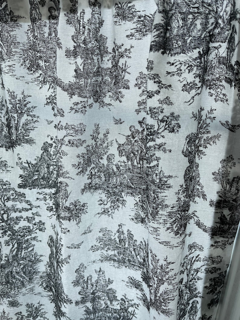 toile pattern Cafe Curtains , Tier Curtains, Kitchen Curtains, Bathroom Curtains , Window Treatments, Farmhouse Style, image 5