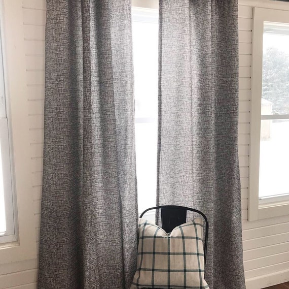 1 Pair Of Textured Look Burnout Curtains Chambrayfarmhouse Etsy