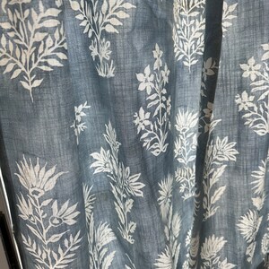 Blue vintage floral , linen cafe curtains , kitchen curtains, bathroom decor, image 2