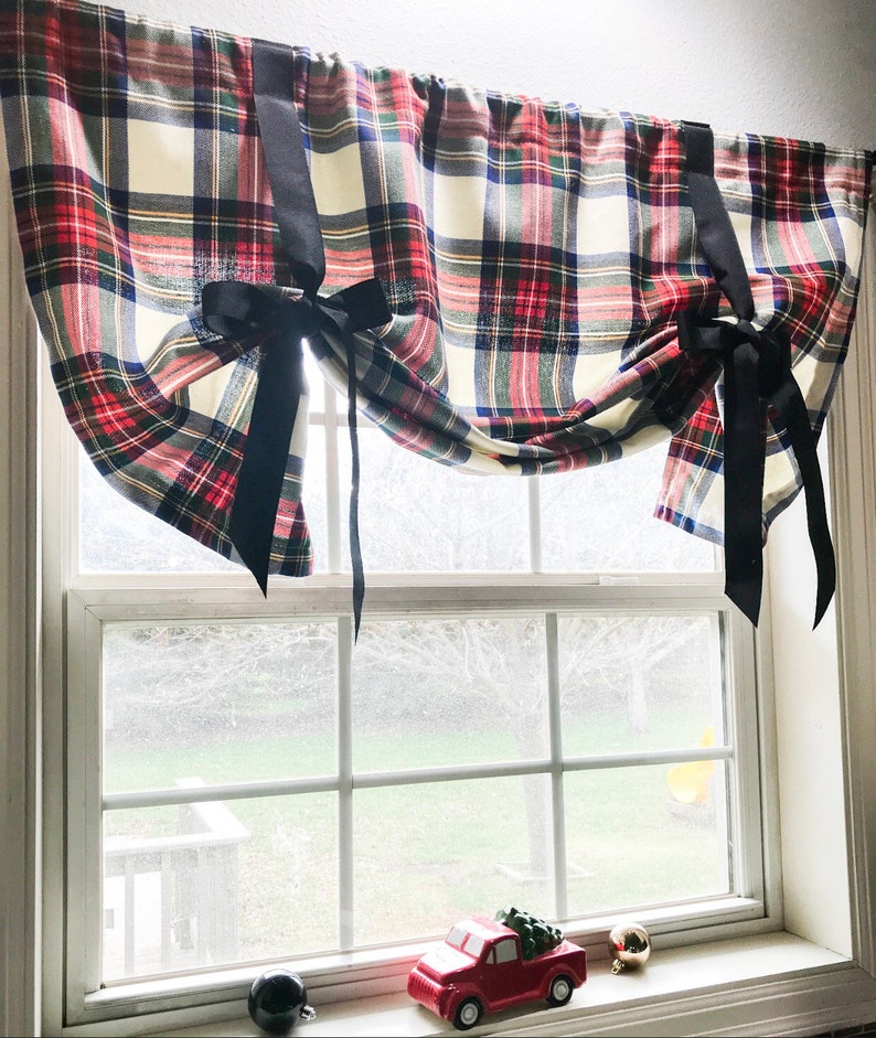 Stewert Tartan Plaid Tie Up Shade Designer Valance Image 0