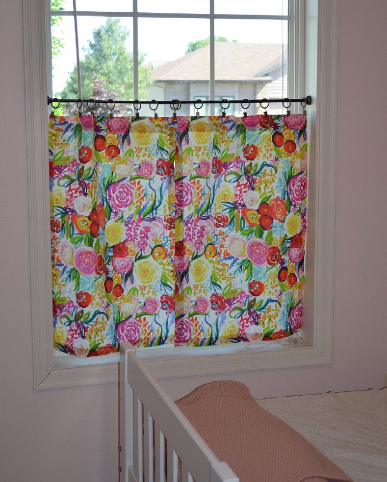 Bold Floral Spoonflower Curtains Floral Home Decor Window Etsy