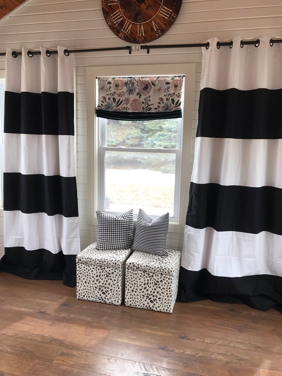 Custom Black and White Striped Curtains Stripes Color Blocked