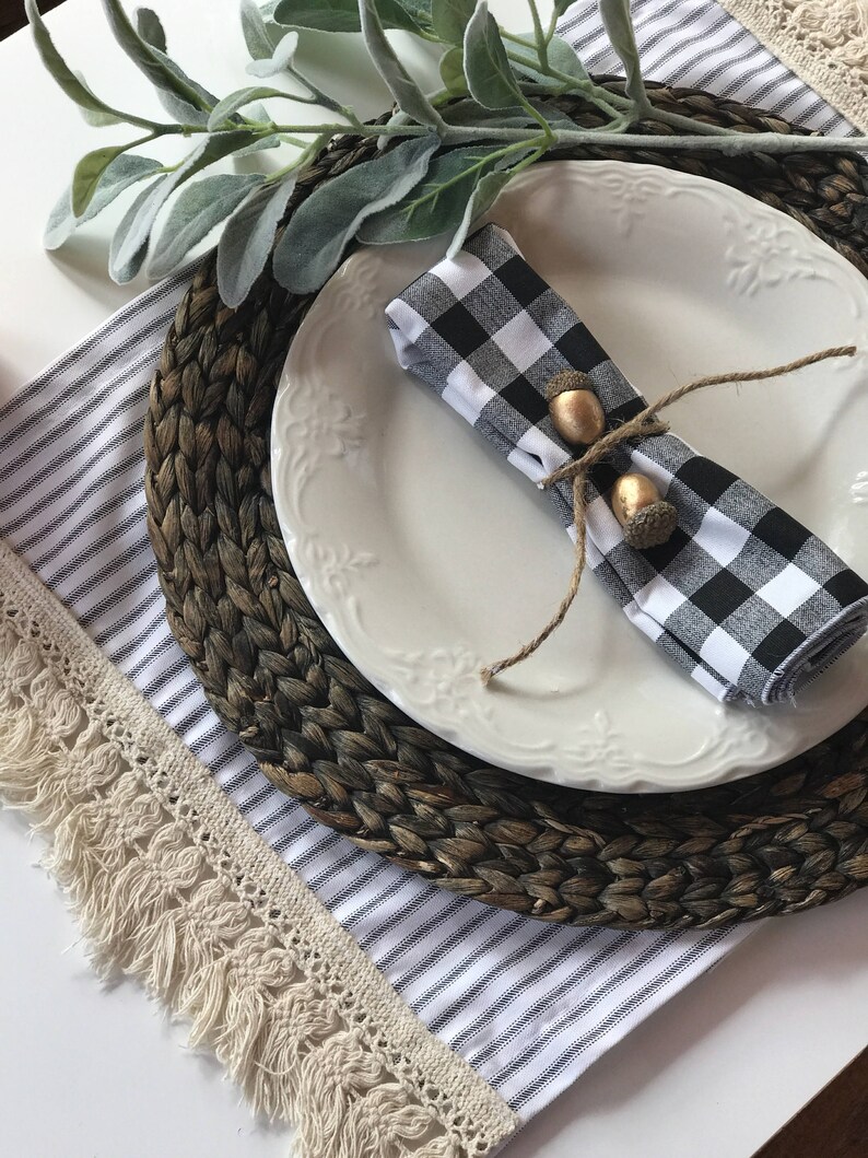 Small Plaid Napkins Plaid Placemat Modern Farmhouse Decor Etsy