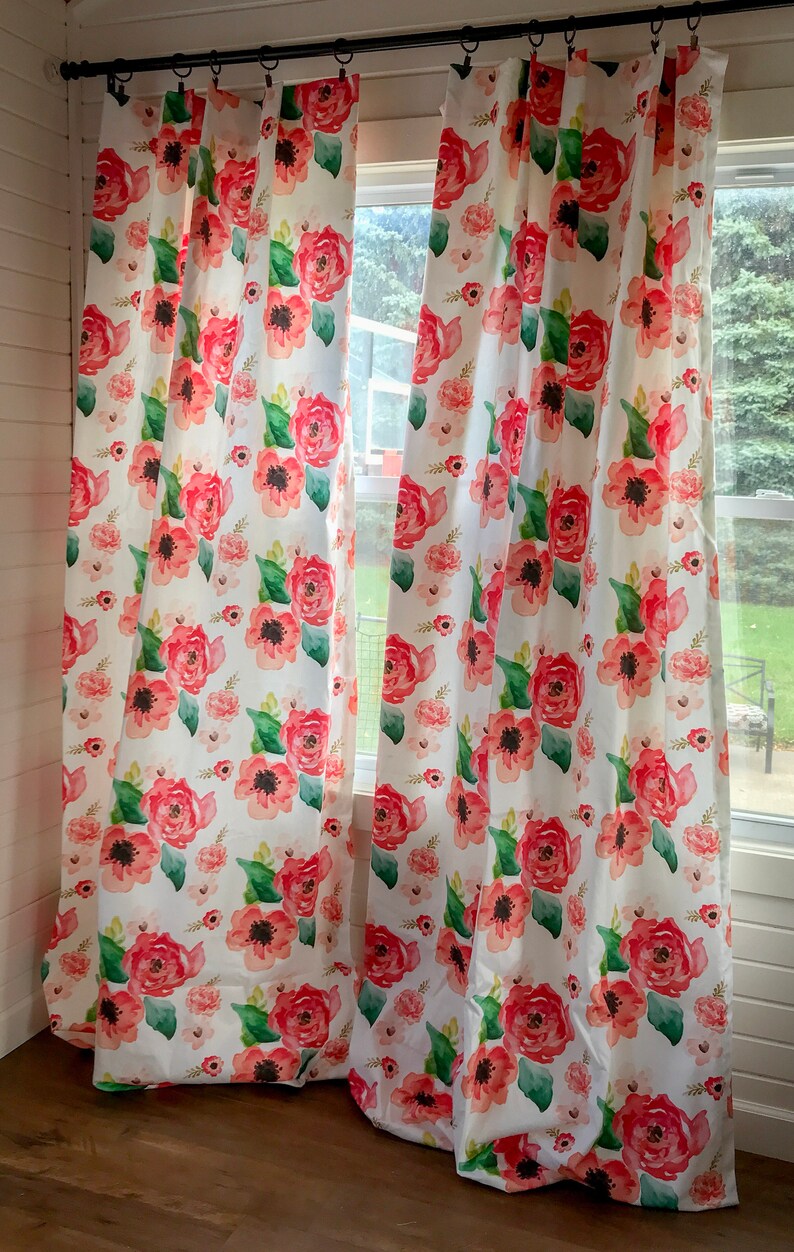 Bold Floral Spoonflower Curtains Floral Home Decor Window Etsy