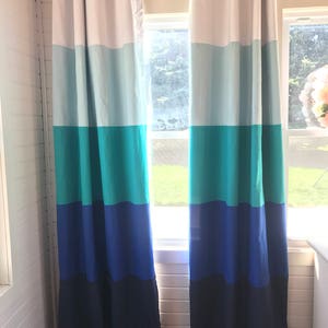 Custom Multi Colored Blue Striped Curtains your Size, Stripes, Color Blocked, Nautical , Nursery Curtains, Window Treatments image 2