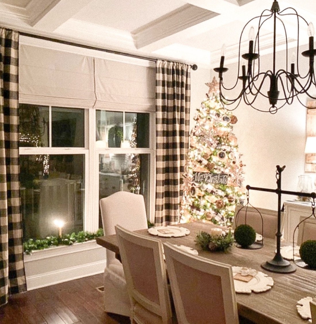 JAIJY Buffalo Check Plaid Roman Valance - 1 Panel, 45" X 63", Black & White Gingham Farmhouse Window Treatment - View #5
