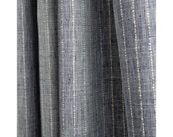 Luxury woven indigo blue  drapes, vertical stripe curtains  Window Treatments-Curtains, brown striped , modern curtains, tonic living fabric