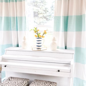Sky Blue Striped Curtains: Custom Window Treatment (Pair)