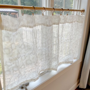 Sheer Linen Floral  cafe curtains linen curtains  Window Treatments-Curtains , modern curtains, Kauffman  fabric, cream and brown