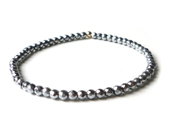 Silver Coated Hematite Stretch Bracelet