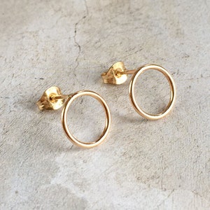 Circle Stud Earrings - Gold Circle Stud Earrings - Sterling Silver Circle Stud Earrings - Minimalist Stud Earrings - 15mm studs