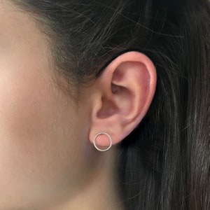 Circle Stud Earrings - Open Circle Stud Earrings - Sterling Silver Circle Post Earrings - Minimalist Stud Earrings - 10mm studs