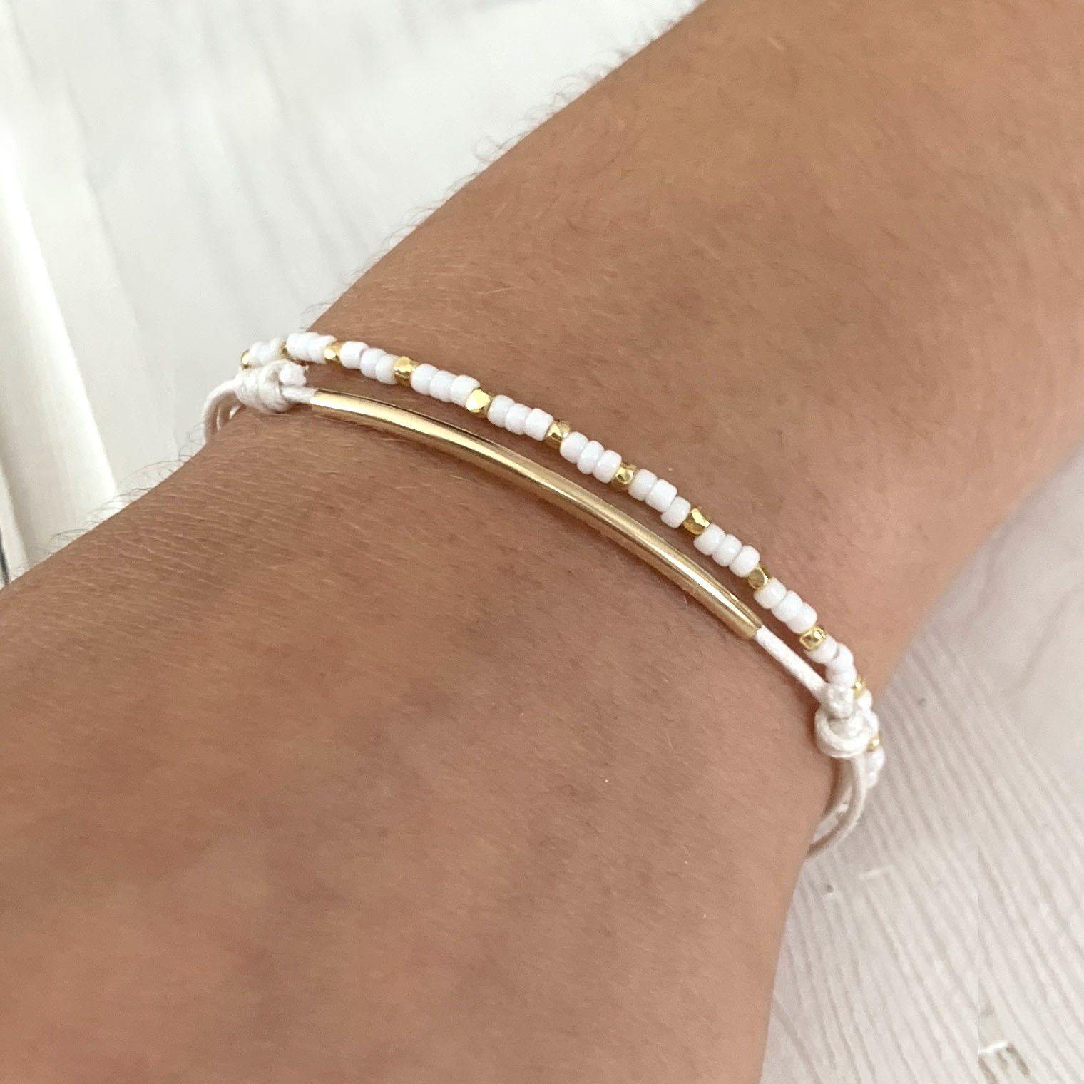Set of 2 bracelets in white and gold bracelet Etsy