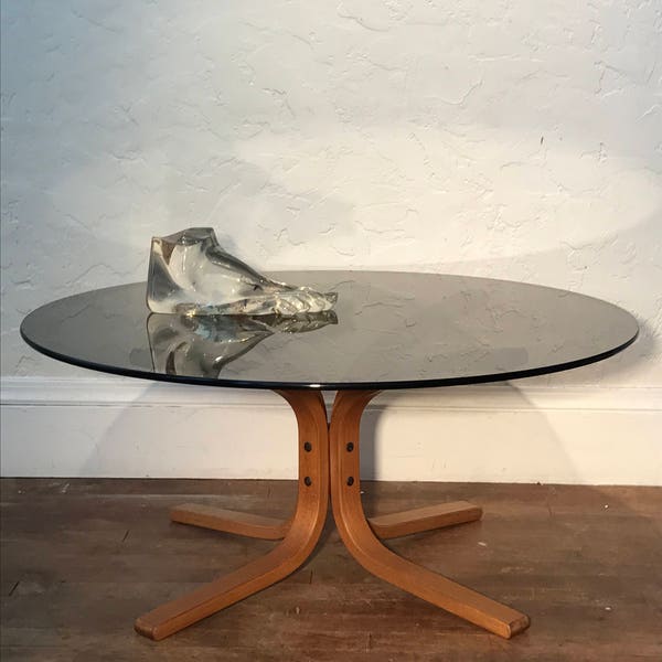 Mid-Century Smoked Glass Coffee Table by Ingmar Relling for Westnofa