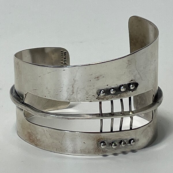 Ed Wiener 1950’s NYC Constructivist Sculptural Cuff Bracelet .925 Sterling Silver