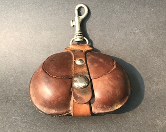 Vintage Hippie Beatnik Leather Hip Maryjane Stash Pouch Container