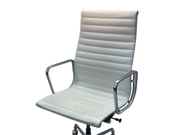 2013 Herman Miller Eames Aluminum Group Executive Desk Chair With Ivory Leather