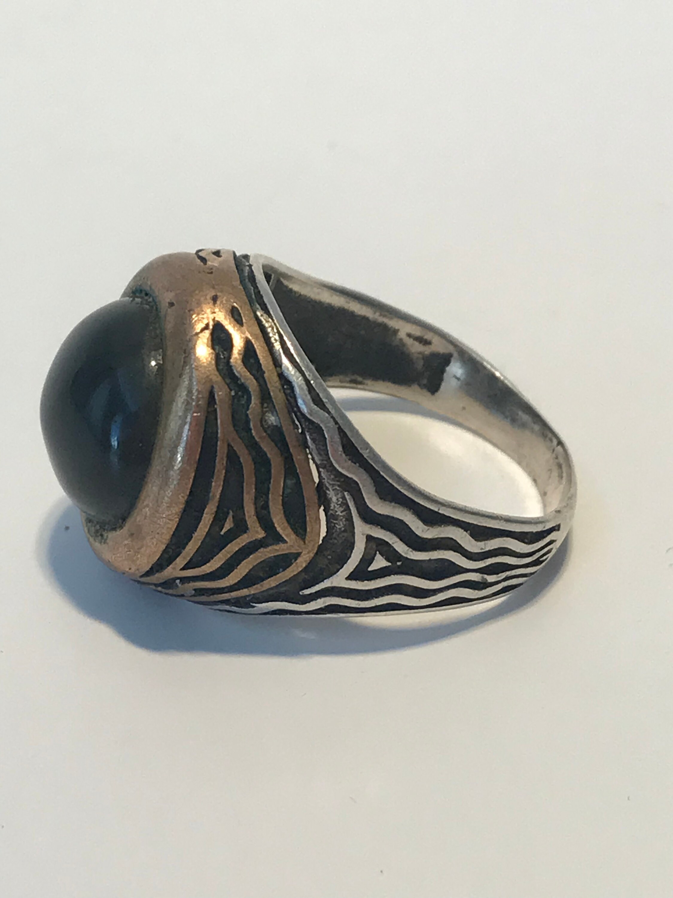 Vintage Rare Handcrafted 1960’s Artisan Hippie Rocker Ring