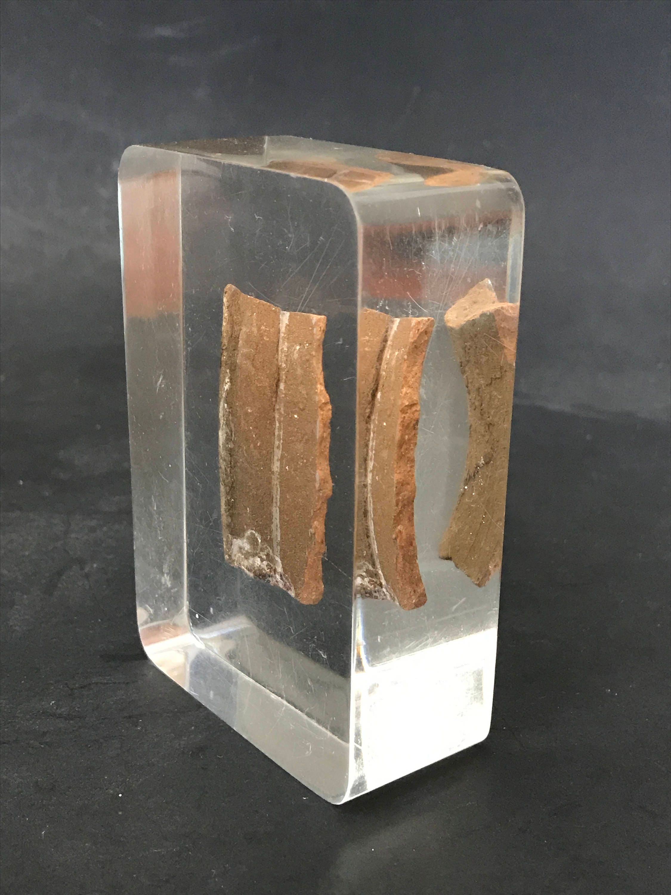 Lucite Paperweight With Pottery FragmentRome Italy Etsy