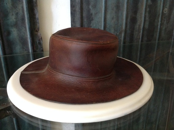 Rare 1960's Handcrafted Hippie Beatnik Leather Hat